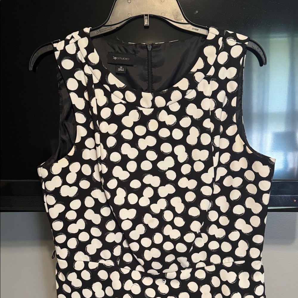 AB Studio Black and White Polka Dot Dress